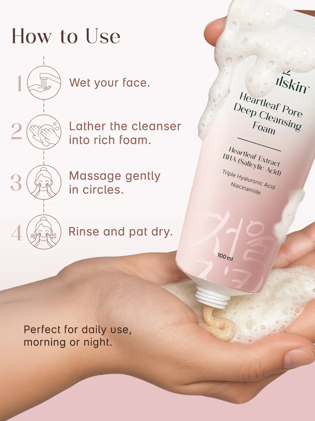 SEOULSKIN Heartleaf Pore Deep Cleansing Foam(heartleaf + BHA)